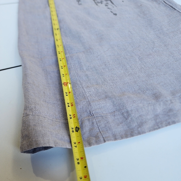 Eileen Fisher Women's Embroidered Organic Linen Slip Dress Tan Beachy Coastal L - Picture 10 of 13